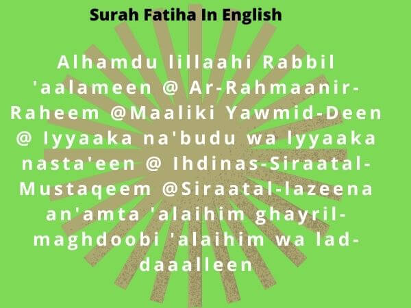Surah Fatiha In English